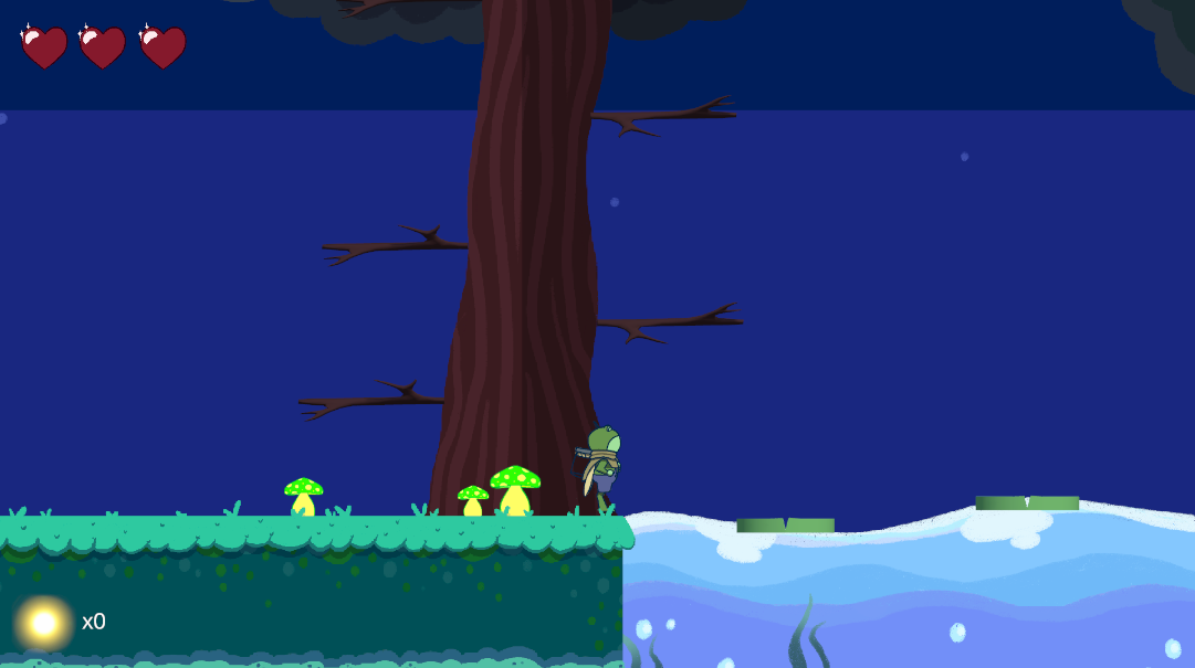Screenshot of main character in Toadally Lit 2D platformer game